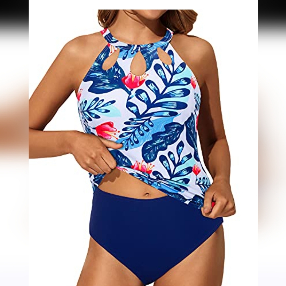 Floral High-Neck Swimsuit Top